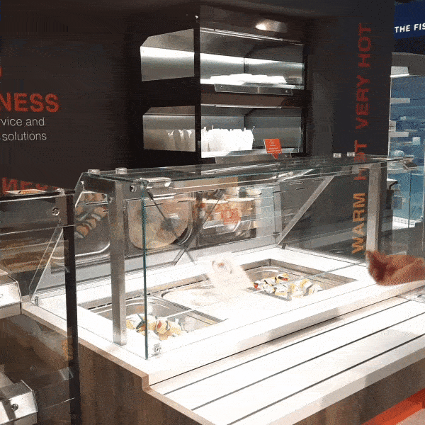 Opção vidro frontal convertivel entre atendimento e autosserviço Opção vidro frontal convertivel entre atendimento e autosserviço